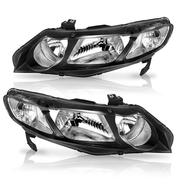 Suitable for Clear Lens Headlight Assembly for 2006-2011 Honda Civic Sedan 4-Door - Compatible Replacement Headlamp (Bulbs Not Included)