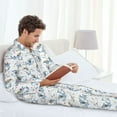 thumbnail image 4 of Salouo Cute Shark Print Button-Front Long Sleeve Pajama Set for Men, Soft 2Pjs Men's Long Sleeve Sleepwear -Medium, 4 of 7