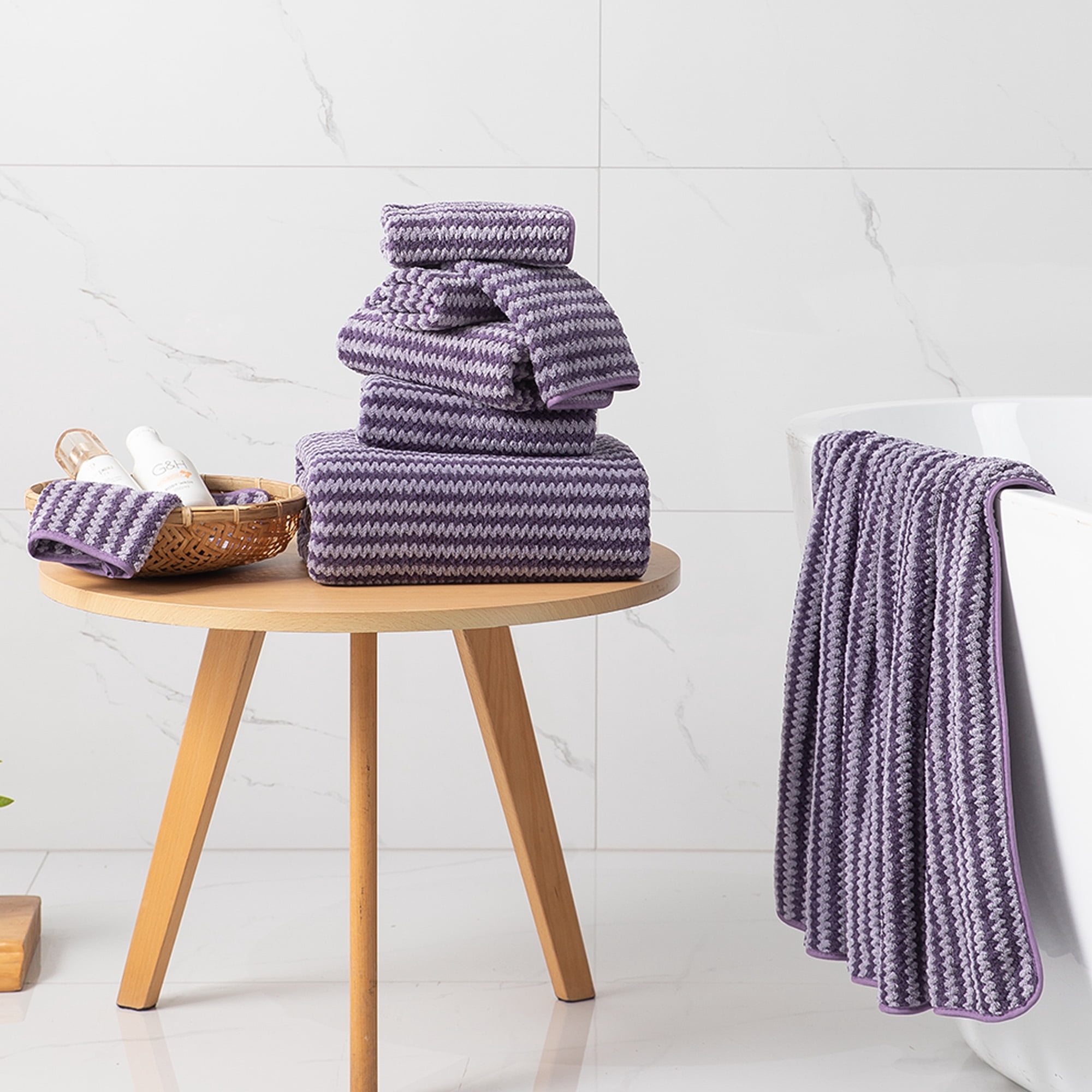 Green Essen 4 Pack Bath Towel Set Soft Bath Sheet 650 GSM Thick Oversized Bath Shower Towels 35"x70" Absorbent Large Bathroom Towels Quick Dry Microfiber Towels Set for Hotel SPA,Dark Purple