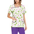 thumbnail image 3 of NAMTYQX Scrubs for Women Casual Loose Fitting Asymmetric V Neck Stretch Light Short Sleeve Green Size 3XL, 3 of 6