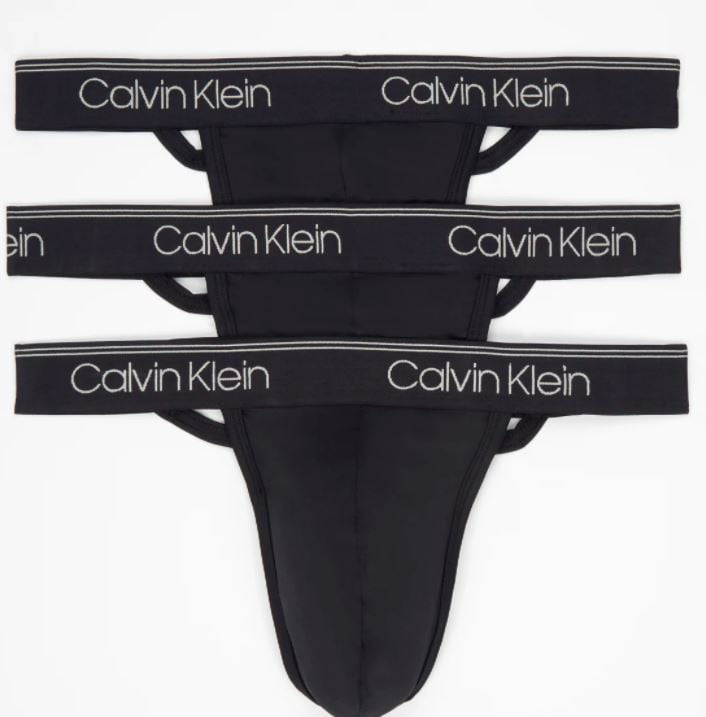 Calvin Klein Men's Black Underwear Micro Stretch Thong 3-Pack, Large -  