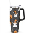 thumbnail image 2 of Happy Halloween Pumpkin Cup with Handle and Straws 40 oz Vacuum Insulated Halloween Travel Mug Birthday Present for Men Dad Son Husband Gifts for Him/Her Water Bottle, 2 of 7