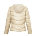 thumbnail image 2 of Made by Johnny Women's Lightweight Padded Quilted Water-Resistant Jacket with Attached Zip-In Hoodie M CREAM, 2 of 6