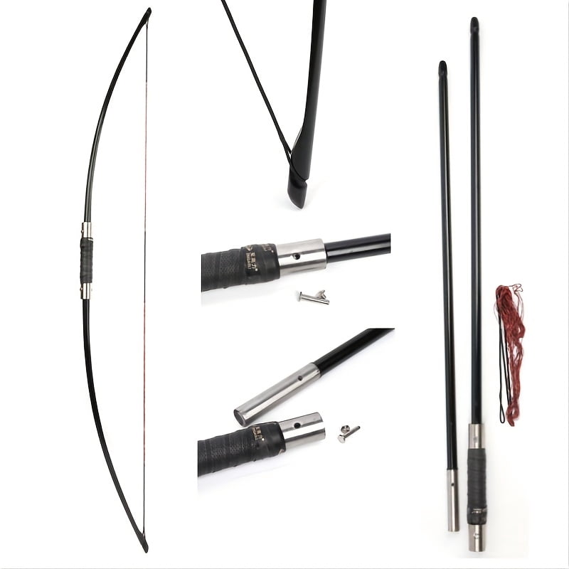 A Forked Longbow Set 50/60 lbs Forked Longbow Kit Outdoor Hunting Archery Bow Accessories Set Stainless Steel Grip Longbow Forked Longbow