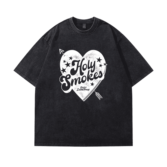 Bailey Zimmerman Holy Smokes Heart Washed Cotton Tee Women Men Short Sleeve Casual Streetwear T-shirt