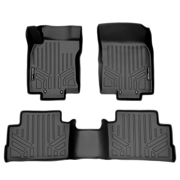 SMARTLINER Custom Fit Floor Mats 2 Row Liner Set Black Compatible With 2017-2021 Nissan Rogue Sport