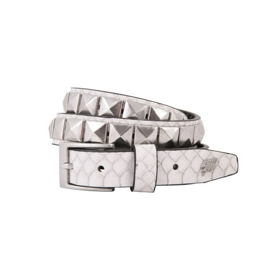 Single Stud Leather Belt [White Snakeskin]