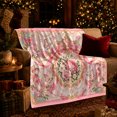 thumbnail image 3 of Ornate Vintage Pink Peony Floral Medallion Gold Scrollwork, Cozy Friendship Quote Scene, Warm Flannel Blanket for Living Room and Reading Nook, Art Lovers Friendship Gift, Artistic Home Decor, 3 of 9