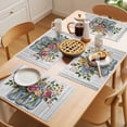 thumbnail image 5 of Retro Spring Floral Placemats Set of 8 Vintage Watercolor Flowers Wooden Place Mats Indoor Wipeable Table Mats Washable Cloth Dining Table Placemats for Kitchen Holiday Party Home Decor 13x19 Inch, 5 of 9