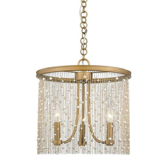 Golden Lighting 1771-3P PG-PRL 3 Light Pendant, Peruvian Gold & Pearl