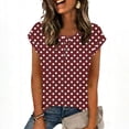 thumbnail image 6 of yillto Womens Short Sleeve Tops Summer Printed Crewneck Buttons Pullover Shirts Casual Dressy Tunic Blouses, 6 of 7