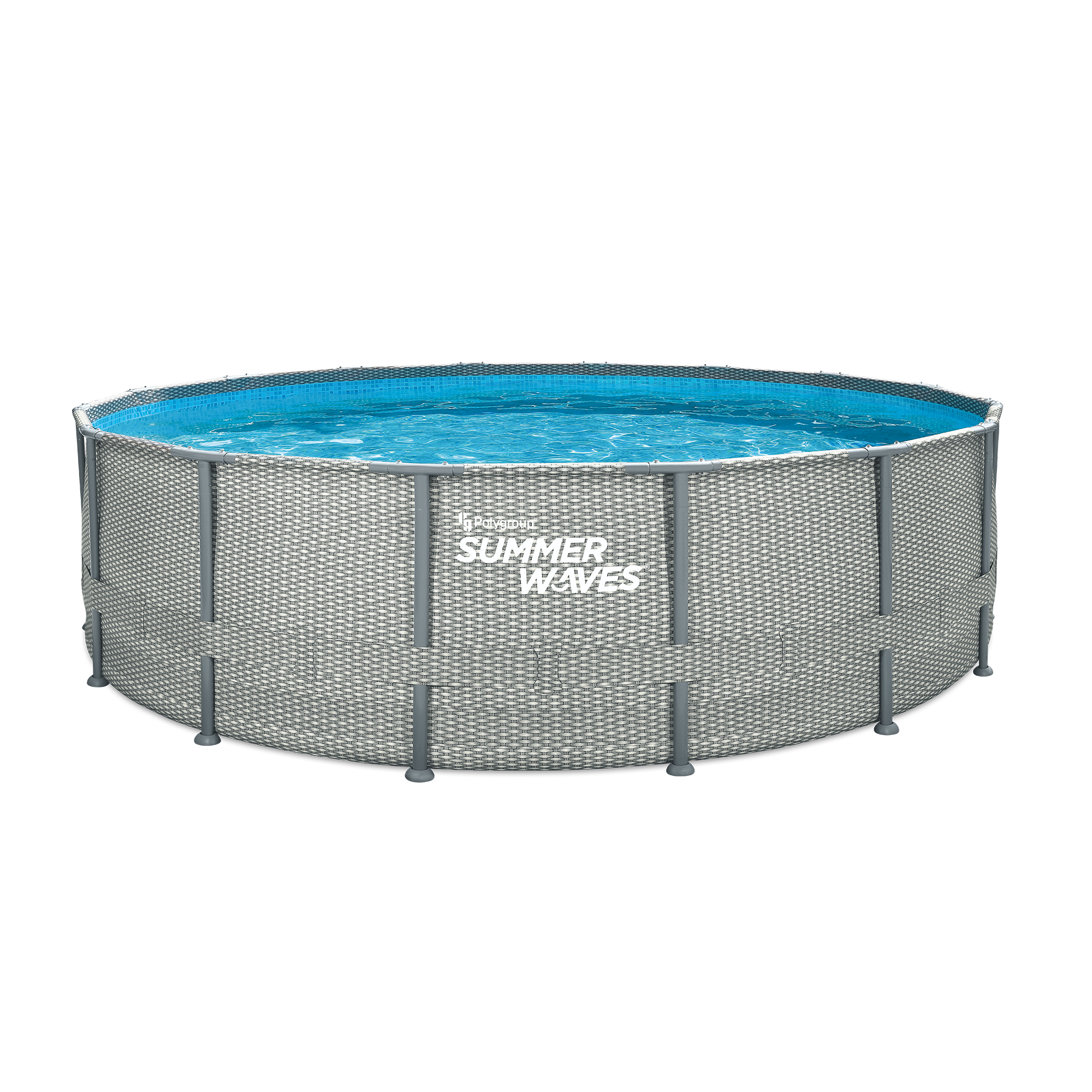 Summer Waves 16 ft Natural Rattan Print Elite Frame Round Above Ground Swimming Pool