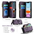 thumbnail image 4 of Allytechgroup iPhone 12 Mini Wallet Case with Shoulder Strap, Strap Wrist, Zipper Pocket, Cards Slots, RFID Blocking Shockproof Bumper Mini Carring Bag Phone Case for Apple iPhone 12 Mini,Purple, 4 of 9