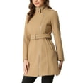 thumbnail image 4 of INSPIRE CHIC Classic Stand Collar Coat for Women's Zip Up Trench Coats with Belt, 4 of 5