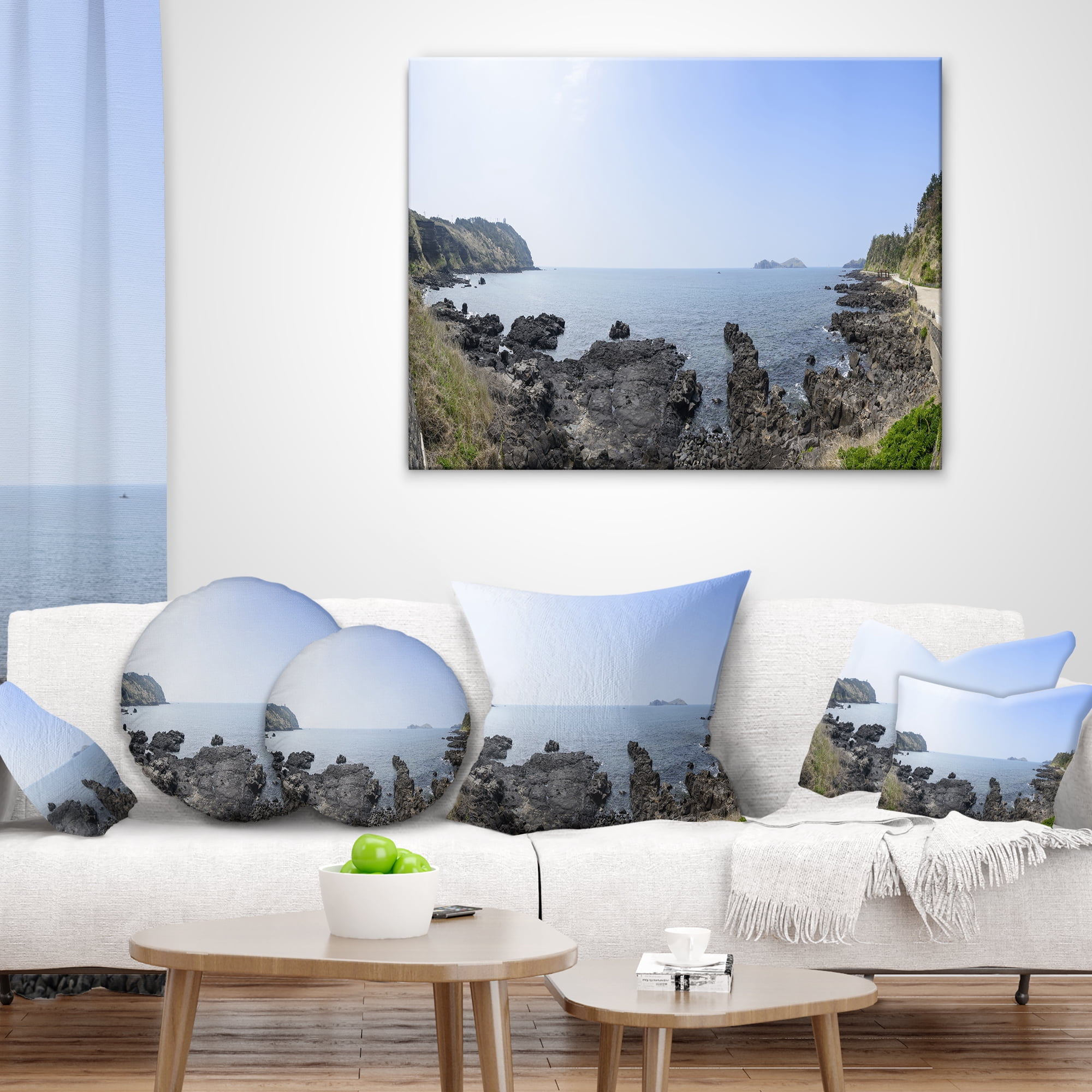 Designart Landscape of Olle Walking Path - Oversized Beach Throw Pillow - 12x20