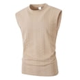 thumbnail image 3 of Landzoo Vest For Men Solid Color Sleeveless Crew Neck Undershirt Summer Cozy Soft Men Tank Tops Size L Khaki, 3 of 8