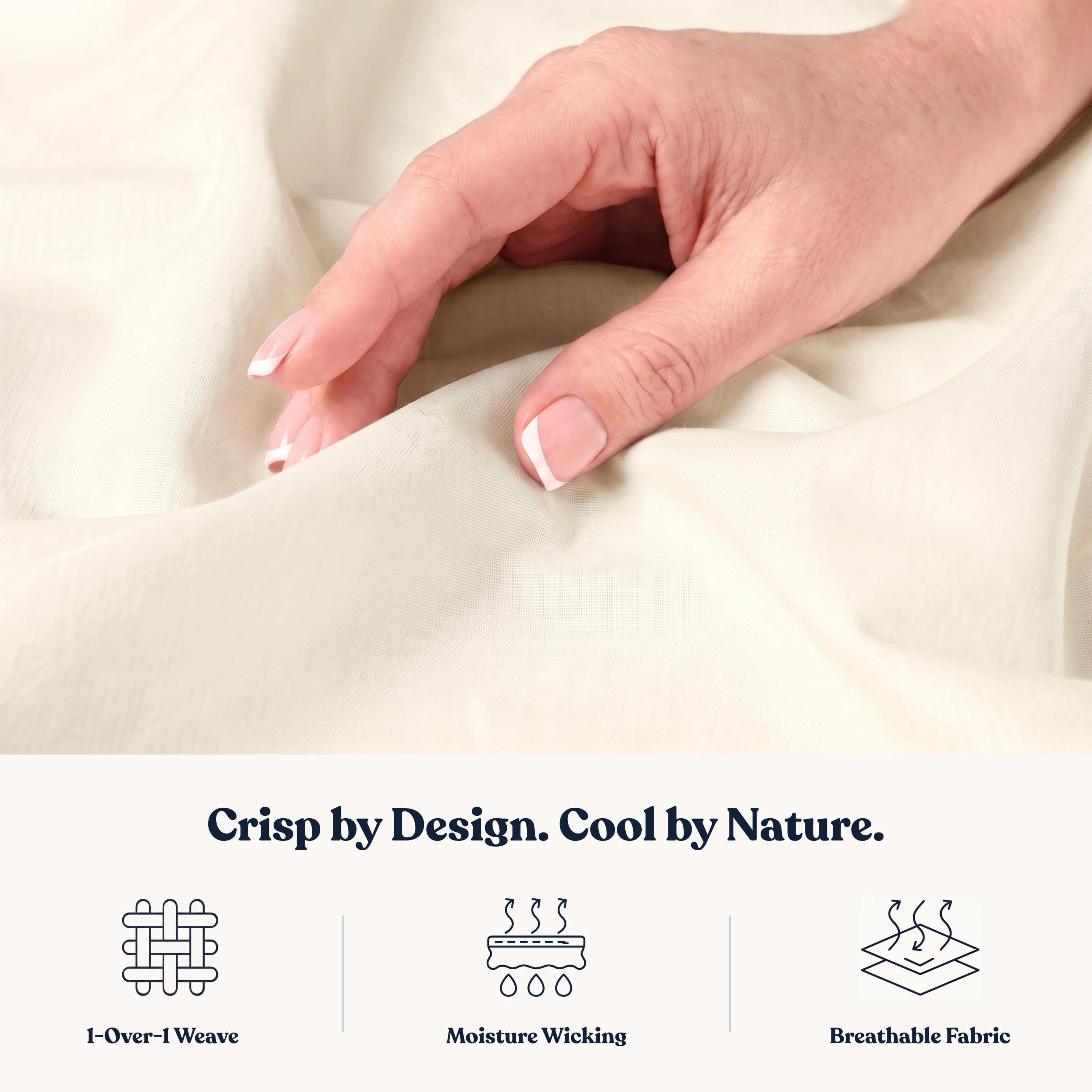Delara Organic Cotton Percale California King Fitted Sheet, 400 TC GOTS Certified, Soft Moisture-Wicking Breathable, Ivory 72"x84" 17" Deep
