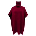 thumbnail image 5 of Women's Sweater Fall 2026 Elegant Turtleneck Half Sleeve Shawl Solid Knitted Cape Trendy Outfits Red, 5 of 5