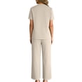 thumbnail image 5 of Ahabrexf Women's Casual Short Sleeve Shirts and Pants Set, Summer Pleated Pocket Lounge Wear with Lightweight Comfort, 5 of 9