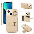 thumbnail image 1 of for iPhone 14 Plus 6.7" Detachable Shoulder Strap Wallet Case, with Card Slots & 360-degree Rotation Stand Ring Flip Premium PU Leather Protective Cover Lanyard for Women Girls, Beige, 1 of 11