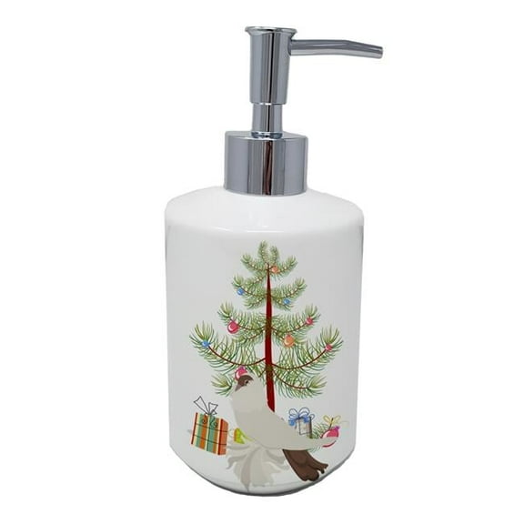 Carolines Treasures BB9311SOAP 7 x 3.5 in. Unisex German Helmet Pigeon Christmas Ceramic Soap Dispenser, Teal