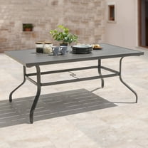 Nuu Garden 60.63" Iron Rust-Resistant Outdoor Dining Table with Umbrella Hole, Gray