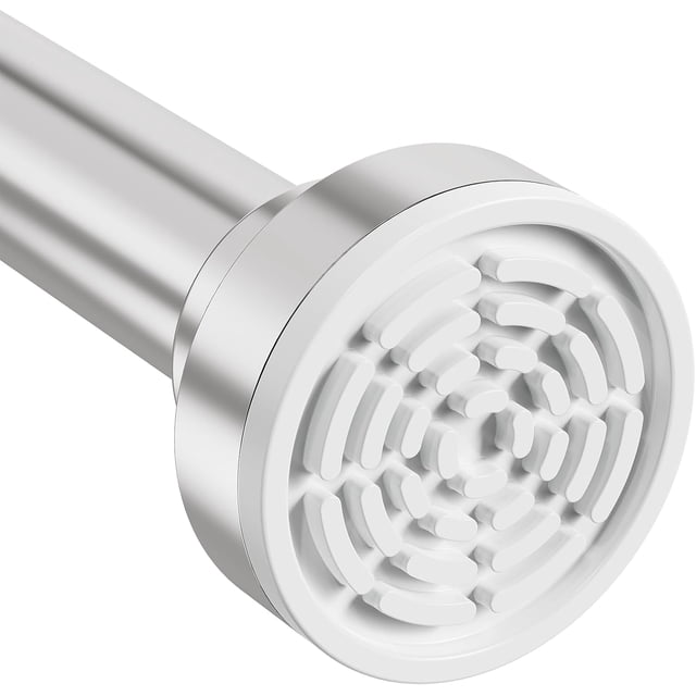 Silver Shower Curtain Rod 30~85 Inches Adjustable Stainless Steel Shower Curtain Rods Spring Tension,Tension Curtain Rod,Non Slip,No Drilling, Sturdy and Durable.