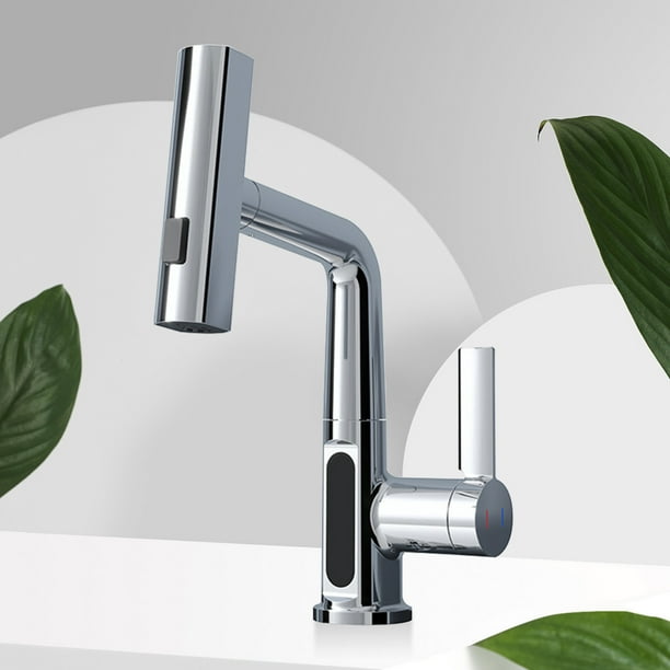 Grifo mezclador de agua fría y caliente Grifo de lavabo con rociador extraíble Suministros de baño de cocina Hugtrwg Para estrenar