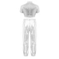 thumbnail image 4 of Aiihoo Kids Modern Jazz Dance Party Sets Girls Short Sleeve Metallic Shiny T-shirt Crop Tops with Pants Outfits Silver 6, 4 of 7