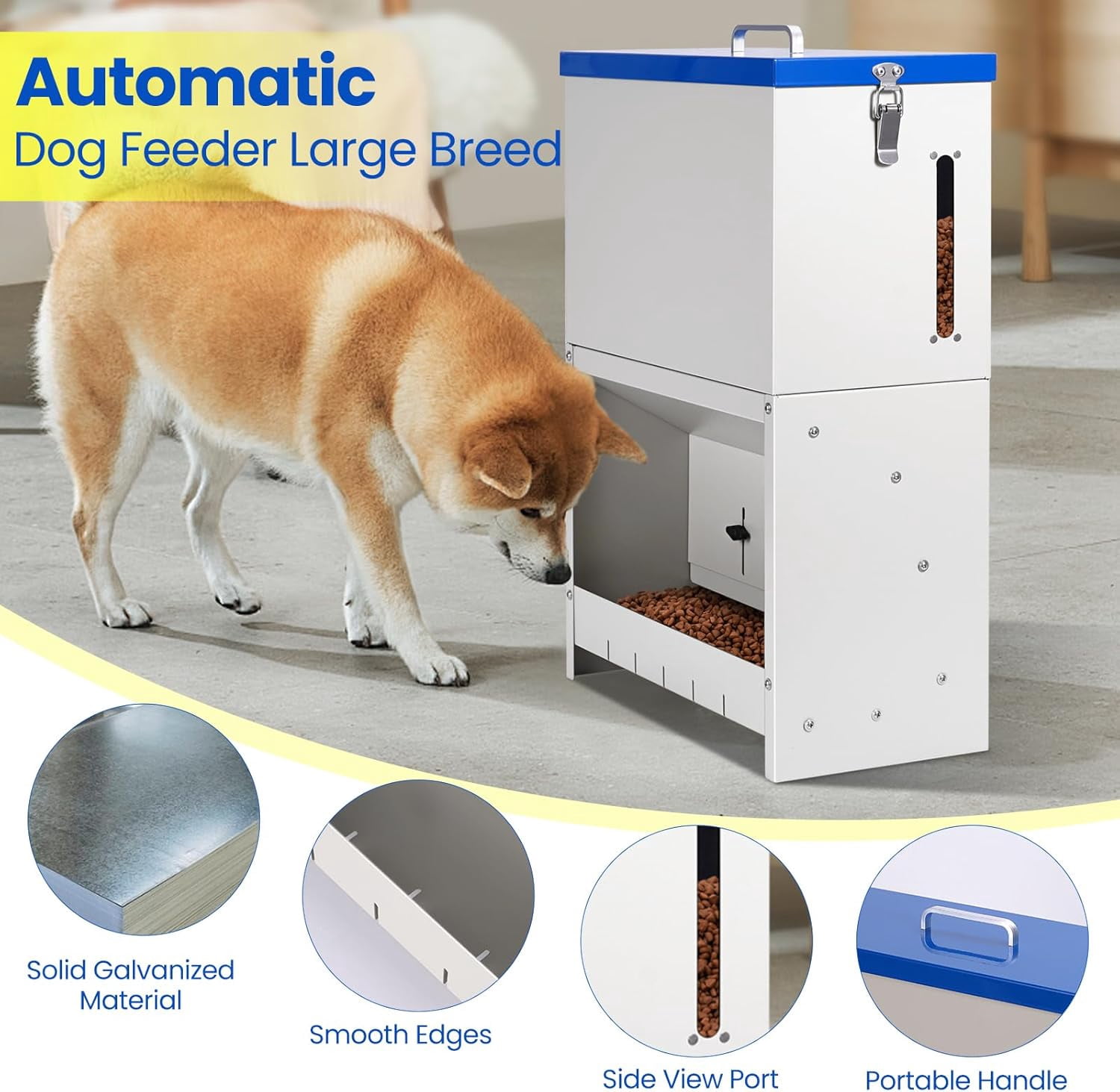 22lbs Gravity Dog Feeder - Automatic Dog Feeder Large Breed Outdoor Pet Feeding Station Auto Dry Food Dispenser for Pet Cat Dogs
