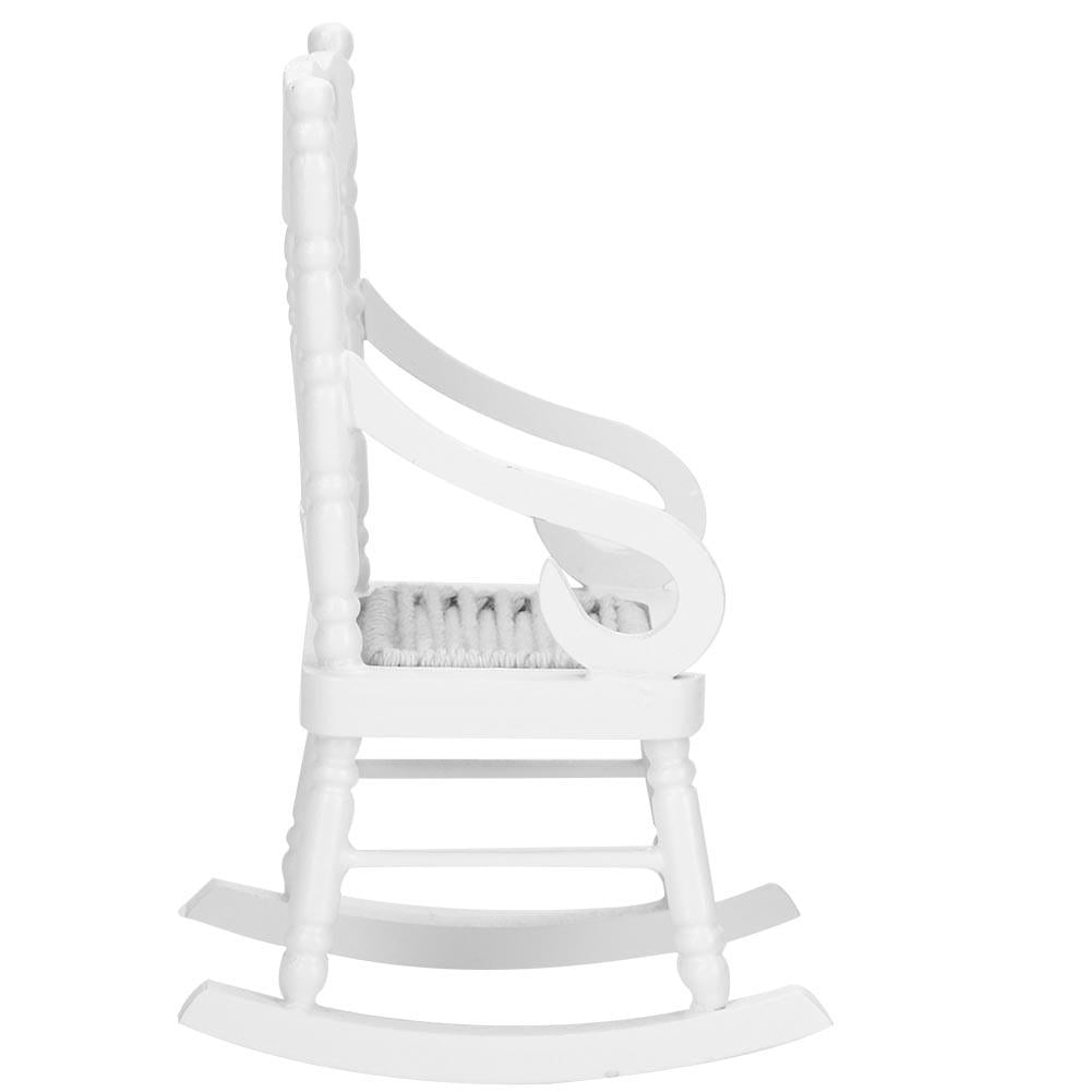 White Wood Rocking Chair for 1:12 Doll House Miniature Living Room Tackle 