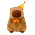 thumbnail image 3 of Carpincho de peluche de juguete para coche, muñeco de capibara decorativo, juguete suave novedoso, juguete para dormir para adolescentes, familia, con sombrero 33cm, 3 of 9