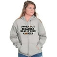 thumbnail image 3 of Work Out Because Really Like Cookies Womens Plus Size Graphic Zipper Hoodie Brisco Brands 4X, 3 of 5