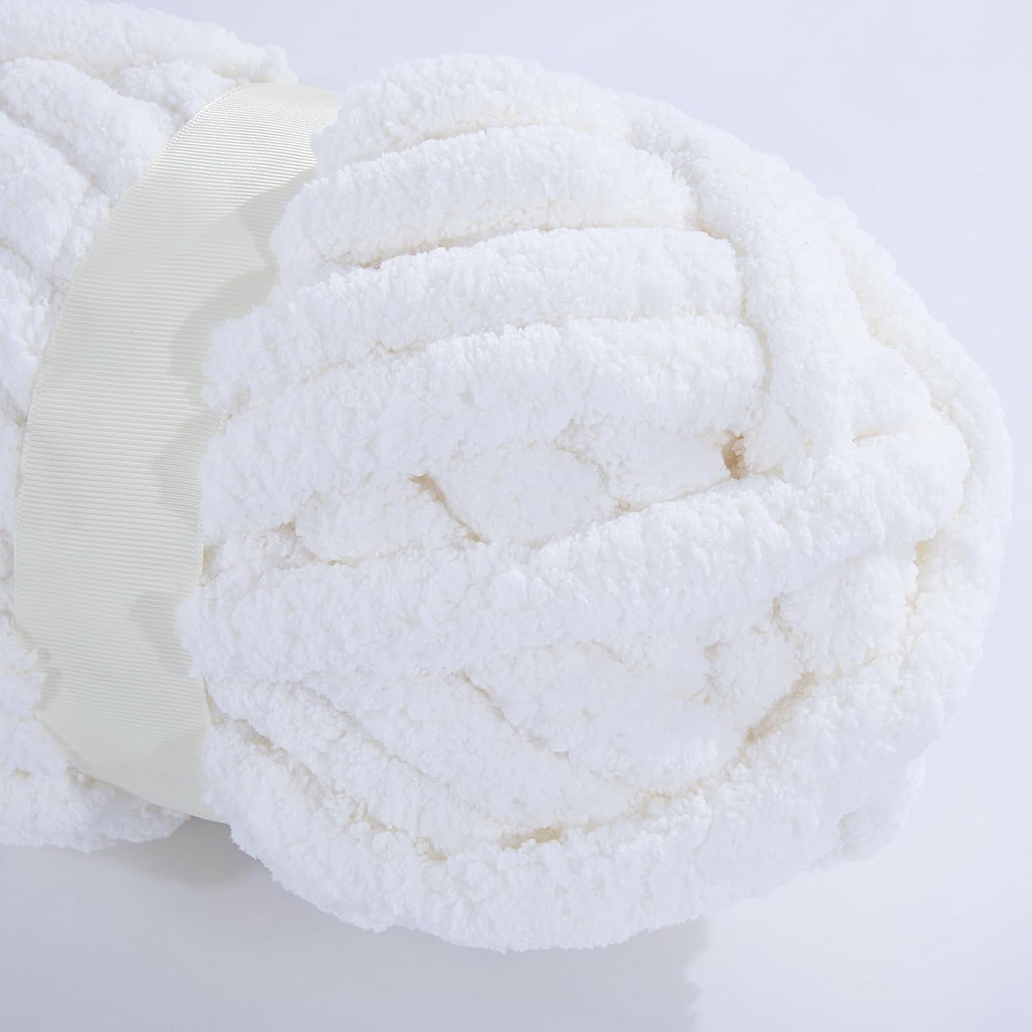 Pure White Chunky Chenille Yarn for Crocheting, Bulky Thick Fluffy Yarn for Knitting,Super Bulky Chunky Yarn for Hand Knitting Blanket, Soft Plush Yarn, 2 Jumbo Pack (27 yds,8 oz Each Skein)