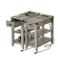 thumbnail image 1 of Vabches Ensemble de 2 Tables d'Appoint avec Station de Charge, Table d'Appoint Étroite pour Petit Espace, Table de Chevet Mince avec Tiroir de Rangement, Gris Rustique, 1 of 7