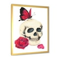 thumbnail image 2 of Designart Skull With Red Rose & Butterfly Modern & Contemporary Framed Wall Art, 2 of 4