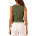 thumbnail image 4 of INSPIRE CHIC Women's Vest Sleeveless Button Down V Neck Crop Waistcoat Army Green S, 4 of 7
