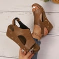 thumbnail image 4 of Viluyesy Women's Wedge Sandals, Open Toe PU Leather Ankle Strap Comfortable Thick Sole Shoes Brown 6.5, 4 of 9