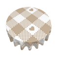 thumbnail image 3 of YFYANG 60 inch Round Table Cloth, Reusable Polyester Vintage Beige Love Plaid Table Cover for Indoor Outdoor Kitchen Restaurant Table Decoration Tablecloths, 3 of 8