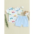 thumbnail image 5 of Musuos Baby Boys Shorts Set, 3 6 12 18 24M 3T Short Sleeve Car Print T-shirt with Elastic Waist Shorts Toddler Summer Outfit, 5 of 10