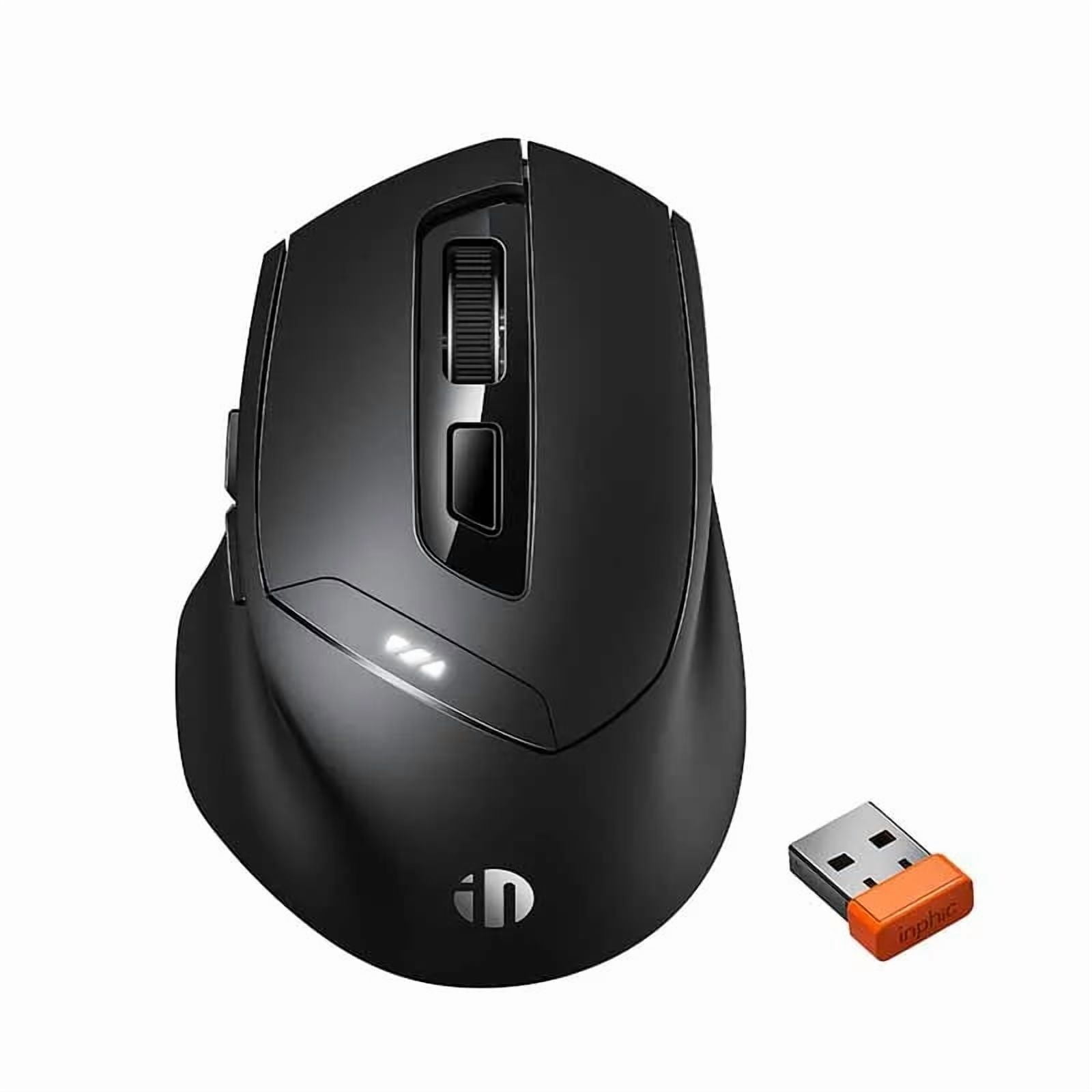 Inphic DR01 Bluetooth Wireless Mouse Ergonomic Design Silent Rechargeable Mouse for Home Office Laptop Desktop and Tablet