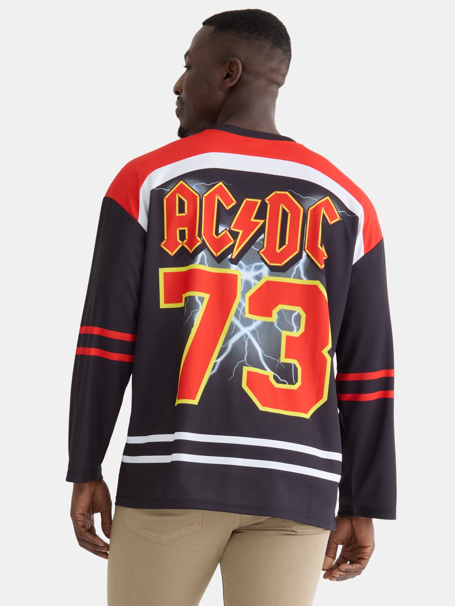 AC/DC Men's & Big Men's Graphic Hockey Jersey with Long Sleeves, Sizes XS-3XL