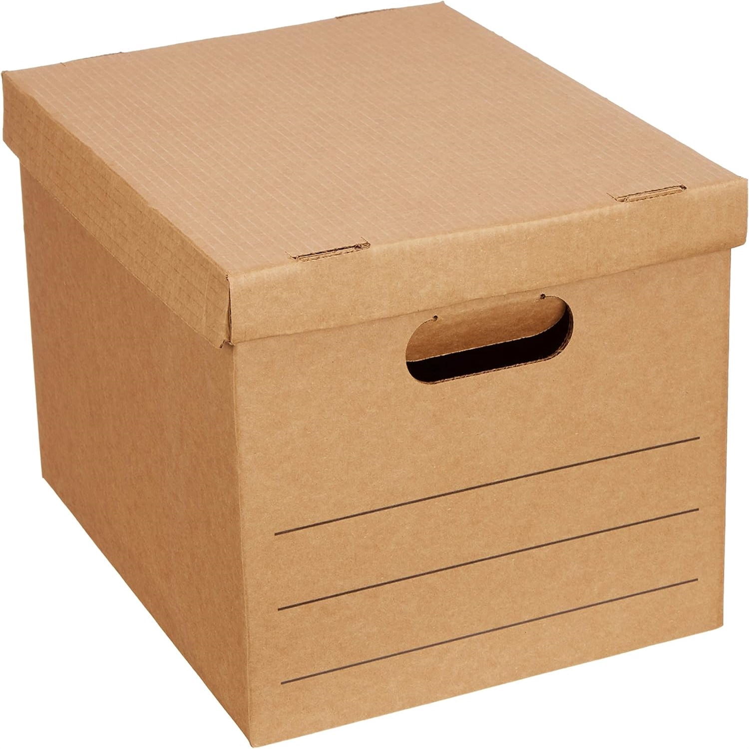 Moving Boxes with Handles and Lids, 19 x 14.5 x 15.5 in, Brown, 10-Pack, Medium