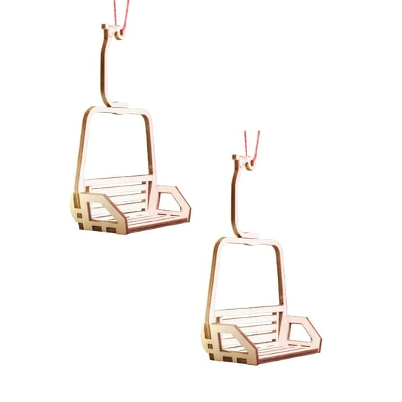 Leojiow 2Pcs Christmas Tree Ski Lift Decorations Decorative Pendant Hollow Home Christmas Festival Wooden Products 12Cm