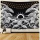 thumbnail image 1 of Tapiz de pared con mandala de 148 x 200 cm, tapiz de olas grandes con puesta de sol, tapiz de océano en blanco y negro para colgar en la pared para sala de estar y dormitorio, 1 of 5