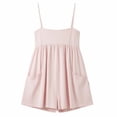 thumbnail image 4 of DailyTrove Women's Smocked Waist Romper Shorts, Sleeveless Casual Playsuit with Pockets, 4 of 6