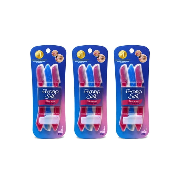 Schick Hydro Silk Touch-Up Multipurpose Exfoliating Dermaplaning Tool with Precision Cover, 9 Count