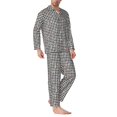 thumbnail image 2 of Bingfone Men's Pajama Set 2 Piece Loungewear PJs, Long Sleeve with Pajama Pants-Black And White Houndstooth, 2 of 7