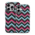 thumbnail image 2 of DesignSkinz Scratch-Resistant Hard Slim Case Compatible with iPhone 13 (Compatible with MagSafe) - Sharp Pink & Teal Chevron Pattern, 2 of 9
