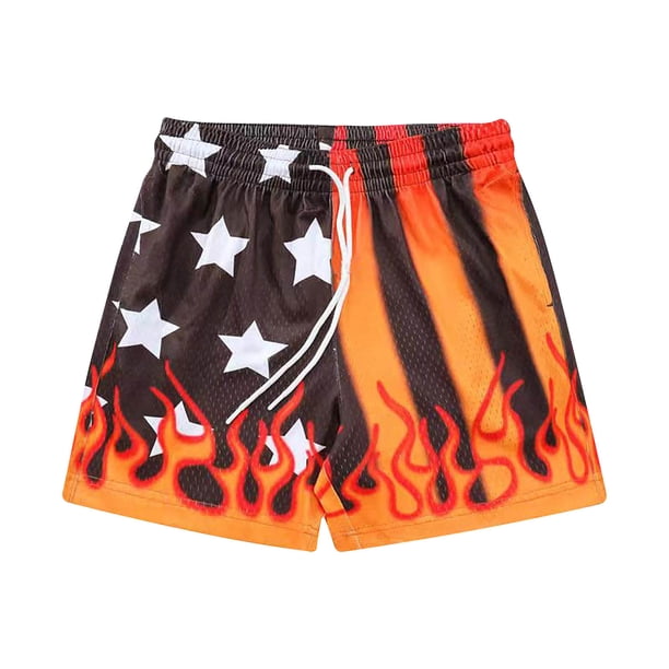 Pantalones Cortos Atléticos para Hombres Impresión de Verano Playa Fitness Run Casual Sports Mesh Pantalones Cortos de Transpirabilidad
